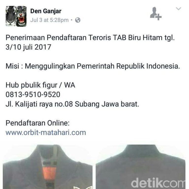 Heboh! Pendaftaran Teroris Via Facebook, Ini Lokasinya