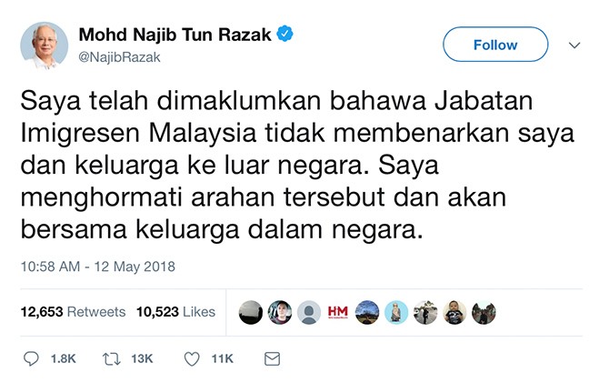 Najib Razak Tak Diizinkan Keluar Malaysia