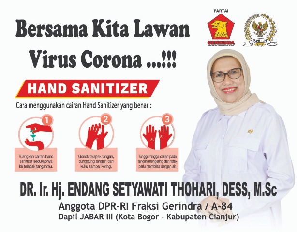 Lawan Korona Hj., Endang Setyawati Thohari Bagikan Hand Sanitizer untuk Cuci Tangan