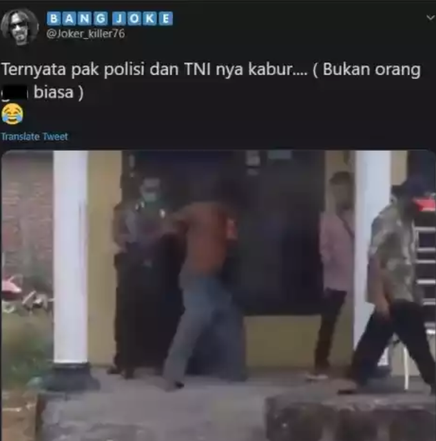 Viral, Polisi-TNI Kabur Dikejar Orang Ini