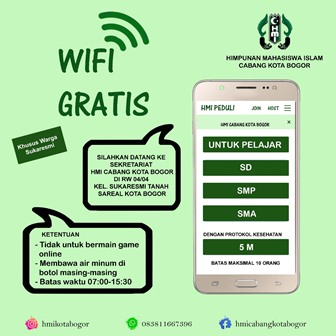 Kabar Gembira: HMI Cabang Kota Bogor Beri Wifi Gratis untuk Pelajar