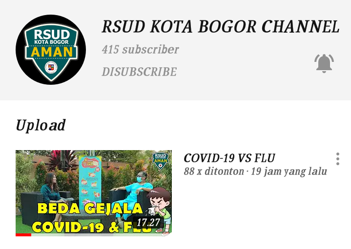 Beri Edukasi, RSUD Kota Bogor Buka Youtube Channel