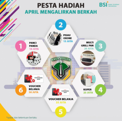
 Hadiah-hadiah Program Pesta Hadiah dari Bank Syariah Indonesia (BSI) untuk tabungan BSI Easy di bulan April.(Istimewa/Bogordaily.net)