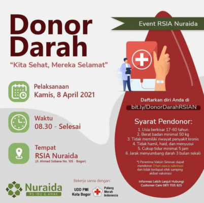 Yuk Donor Darah di RSIA Nuraida Bogor