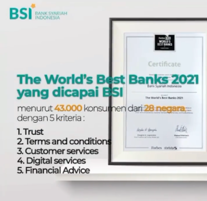 
 Bank Syariah Indonesia Dinobatkan Sebagai The World’s Best Banks 2021 oleh Forbes. (Istimewa/Bogordaily.net)