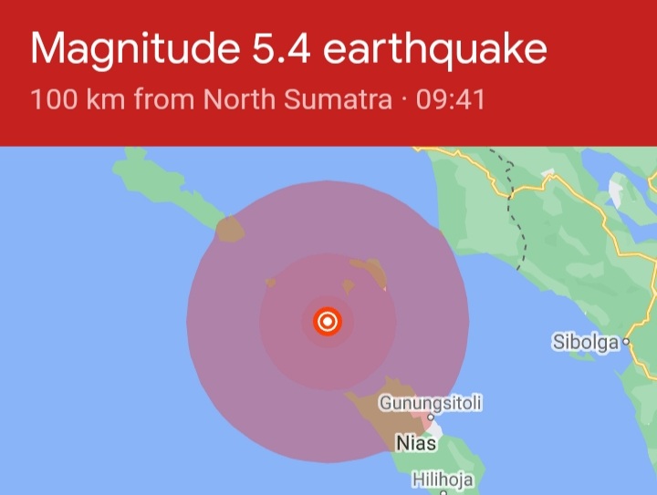 Magnitudo 5,6 SR Gempa Gunung Sitoli Nias Utara