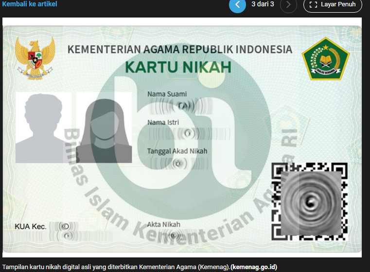Beredar Foto Kartu Nikah dengan 4 Kolom Istri, Kementerian Agama: Hoaks