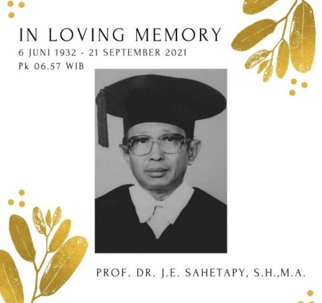 Pakar Hukum Prof Sahetapy Wafat, RR: Selamat Tinggal Kawan Seperjuangan