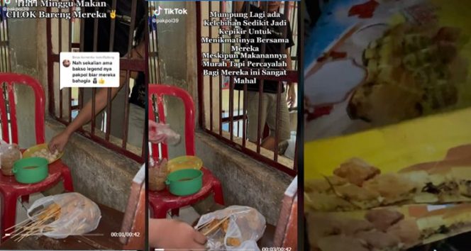 
 Momen Polisi Sedang Makan Bersama Seorang Tahanan Yang berada di Balik Jeruji Penjara. (pikiranrakyat/Bogordaily.net)