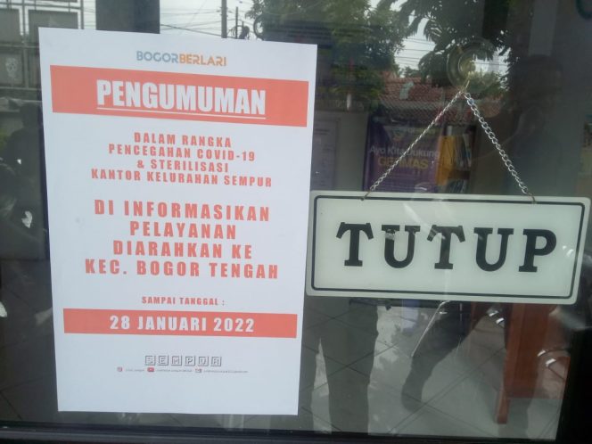 
 Kelurahan Sempur, Kecamatan Bogor Tengah, Kota Bogor di Tutup Sementara. (Istimewa/bogordaily.net)