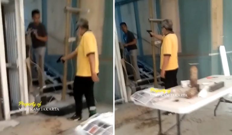 Video Viral Seorang Pria Todong Pistol ke Kuli Bangunan