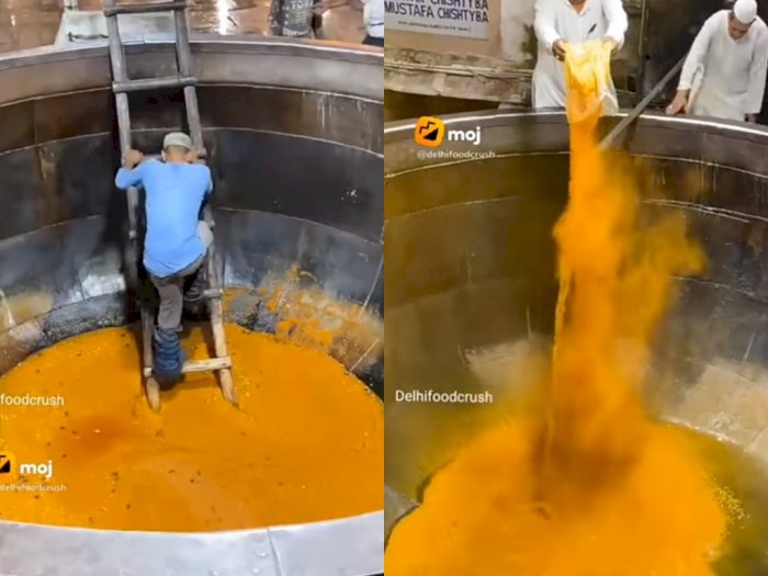 Gokil! Konten Masak Besar di India sampai Pakai Tangga