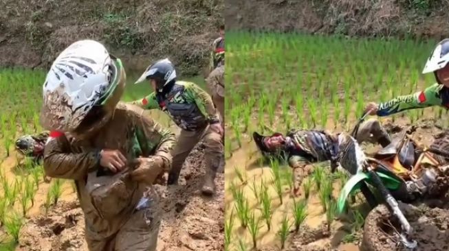 Viral Pemotor Trail Diduga Main di Sawah sampai Padi Rusak, Warganet: Kasihan Petaninya