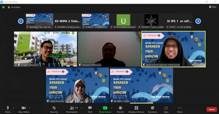 Siswa SMA Bina Insani Ikuti Rangkaian Kegiatan Bedah PTN Online “Broaden Your Horizon”