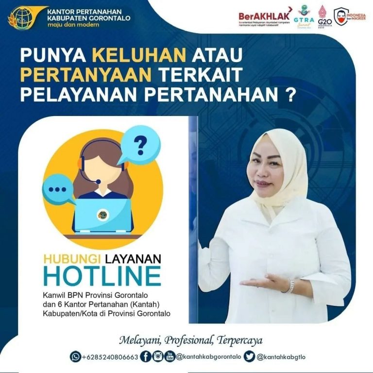 Hotline BPN Wilayah Provinsi Gorontalo, Permudah Layanan Bagi Masyarakat