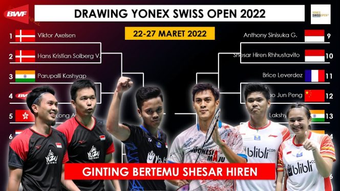 
 Jadwal Swiss Open2022, Jumat 25 Maret 2022. (BTG Channel/Bogordaily.net)