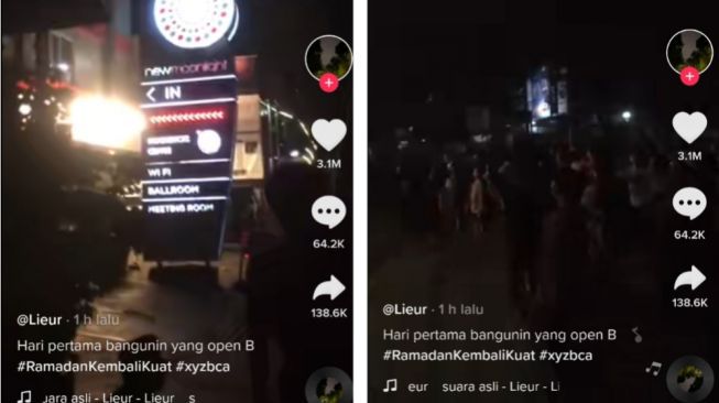 Aksi Gerombolan Pemuda Bangunkan Sahur di Depan Hotel, Viral di Media Sosial