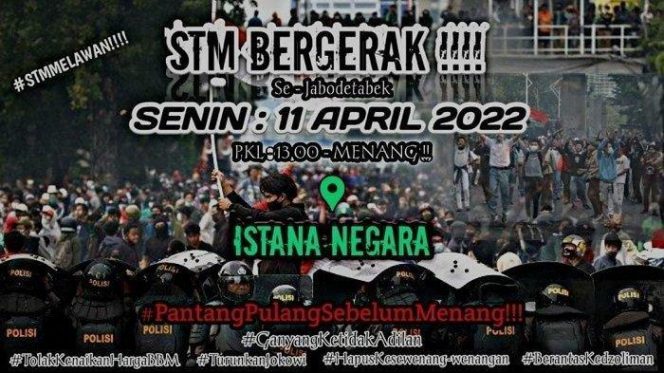 
 Poster ajakan STM demo di istana belakangan ini beredar di Medsos.(foto; Istimewa/Bogordaily.net)