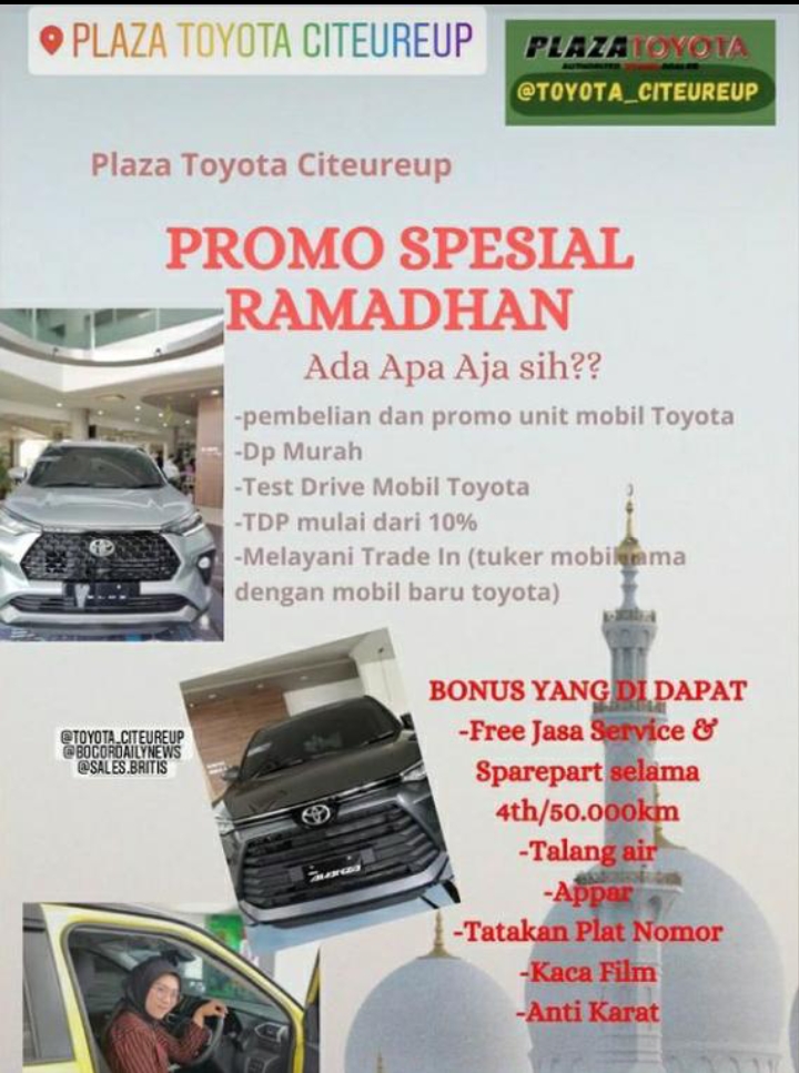 Bulan Ramadan, Plaza Toyota Citereup Berikan Promo dan Bonus Setiap Pembelian Satu Unit Mobil