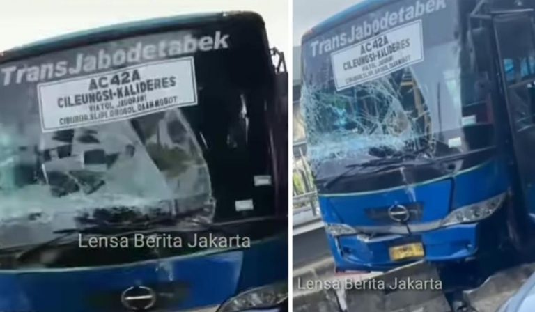 Hilang Kendali, Pengemudi Bus Transjabodetabek Tabrak Busway di Jakbar
