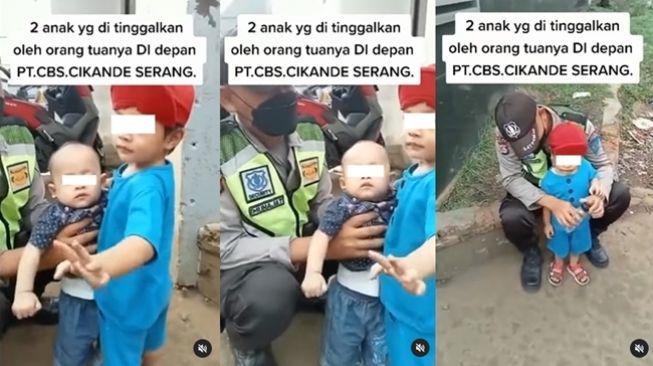 Tega Banget! Viral Dua Bocah Diduga Ditelantarkan di Depan Pos Security Pabrik Bikin Nyesek