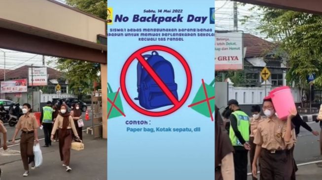 Kocaknya Siswa SMP Ikutan Tren No Backpack Day Viral di Sosmed