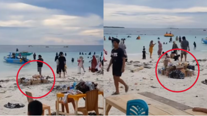 
 Tumpukan sampah yang menggunung dibeberapa titik di Pantai Bira, Bulukumba. (Instagram @ video_medsos/Bogordaily.net)