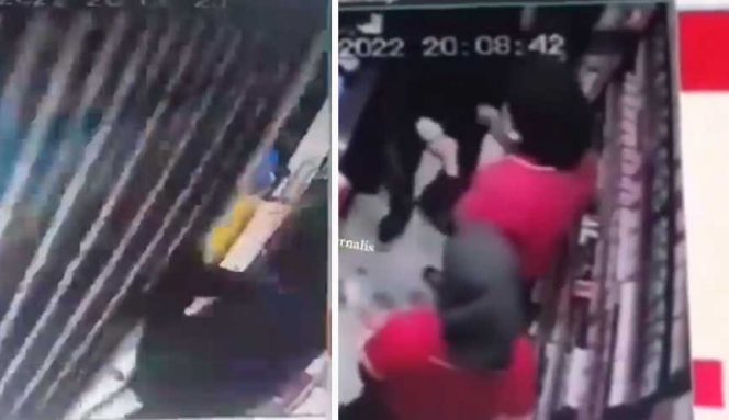 
 Tangkapan layar video viral perampok di minimarket Alfamart, Senen, Jakarta Pusat. (Instagram/warungjurnalis/Bogordaily.net)