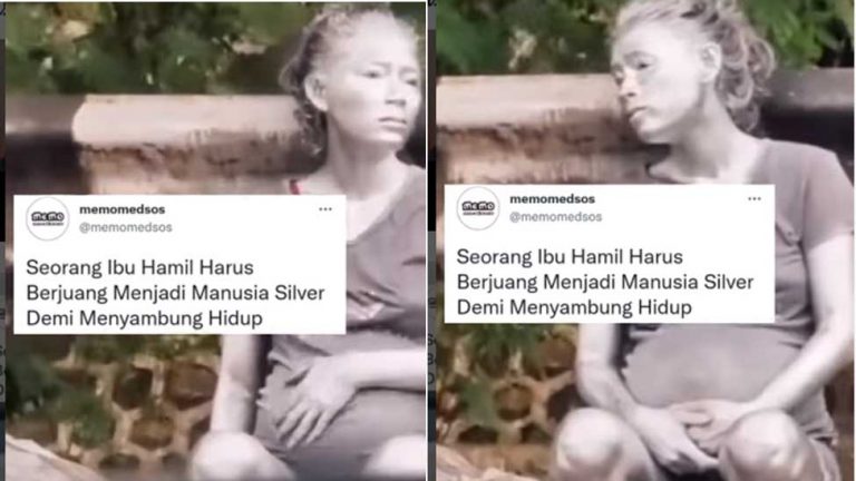 Warganet Terharu, Viral Ibu Hamil Jadi Manusia Silver di Jalanan