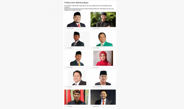 Hasil Sementara Posisi Teratas Polling Bakal Calon Wali Kota Bogor, Siapa Dia?