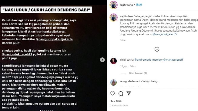 Setelah Rendang Babi, Kini Muncul Nasi Uduk Babi. Begini Faktanya!