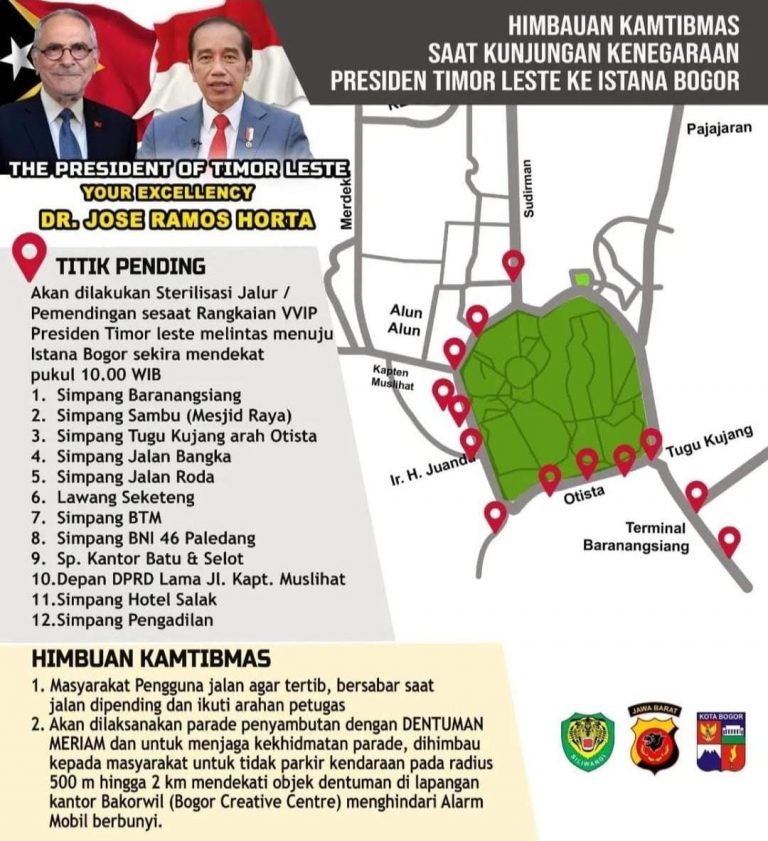 Ada Kunjungan Kenegaraan di Bogor, Hindari Ruas Jalan Ini!