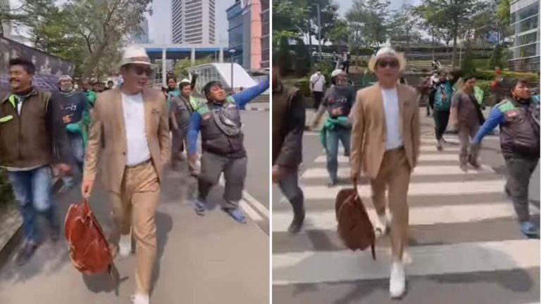 Kocak! Ridwan Kamil Catwalk di Citayam Fashion Week Bareng Ojol