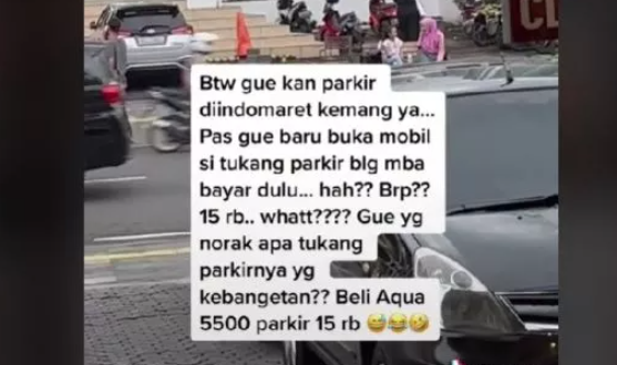 Viral, Bayar Parkir Rp15 Ribu di Minimarket, Netizen Sewot