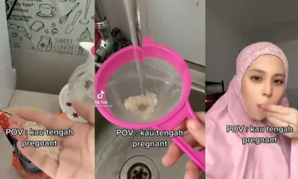 
 Wanita hamil suka nyemil beras mentah. (Instagram mstaronlineofficial/Bogordaily.net)