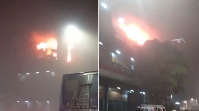 
 Tangkapan layar video kebakaran di Jakarta viral di media sosial.(Istimewa)