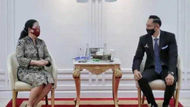 
 Ketua Umum Partai Demokrat Agus Harimurti Yudhoyono (AHY) dan Ketua DPR RI Puan Maharani. (Antara/Suara.com/Bogordaily.net_
