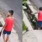Anak saat sedang berjalan tiba-tiba nyemplung ke selokan. (Instagram @memomedsos/Bogordaily.net)
