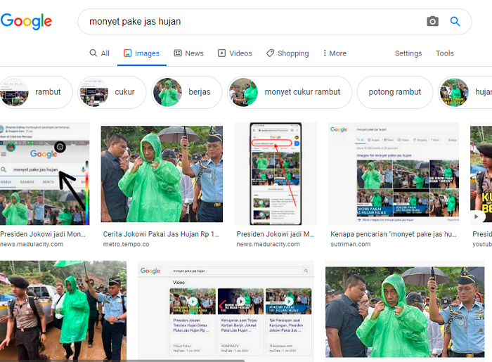 Heboh! Foto Presiden Jokowi Muncul di Google Pakai Kata Kunci “Monyet Pakai Jas Hujan”