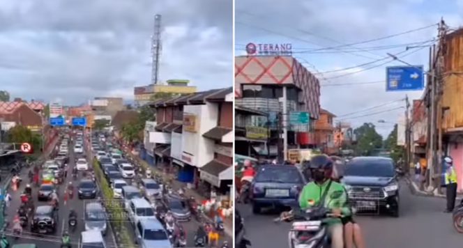 
 Situasi arus lalu lintas di Kota Bogor, Jumat, 18 November 2022 pagi. Di Jalan Veteran, petugas Dishub dan Satlantas Polresta Bogor Kota memberlakukan contraflow.(Tangkapan layar video/Instagram @bogordailynews/Bogordaily.net)