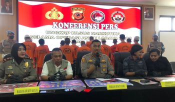Wakapolres Bogor, Kompol Wisnu Perdana Putra memberi keterangan dalam konferensi pers di Gedung Aula Santika Satyawasa.(Mutia/Bogordaily.net) 