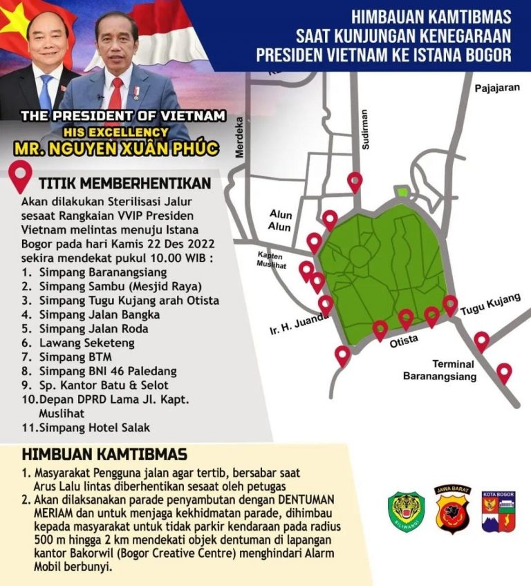 Ada Kunjungan Kenegaraan di Istana Kepresidenan Bogor, Hindari Ruas Jalan Ini