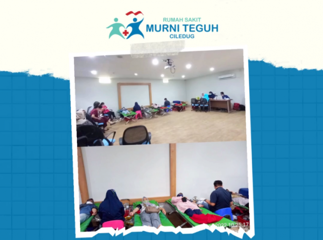 
 Kegiatan donor darah yang dilakukan di Ruang Pertemuan RS Murni Teguh Ciledug di hari Rabu, 7 Desember 2022. (Instagram @murniteguhciledug/Bogordaily.net)