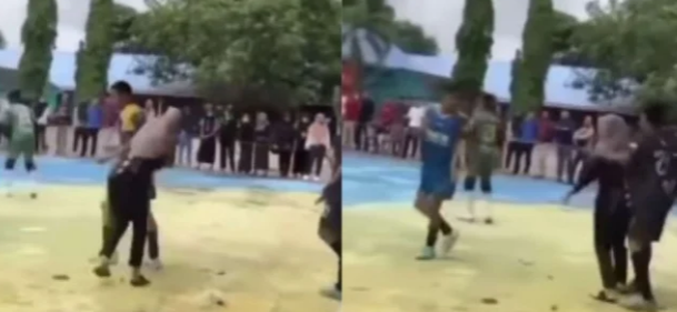 Bela Pacar, Viral Wanita Masuk ke Lapangan Futsal Pukul Tim Lawan