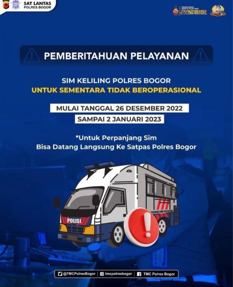 Pengumuman, Pelayanan SIM Keliling Kabupaten Bogor Tidak Beroperasi Hari Ini