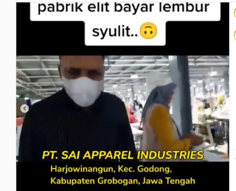 Kemnaker Soroti Karyawan PT SAI Apparel Industries yang Tak dapat Lemburan