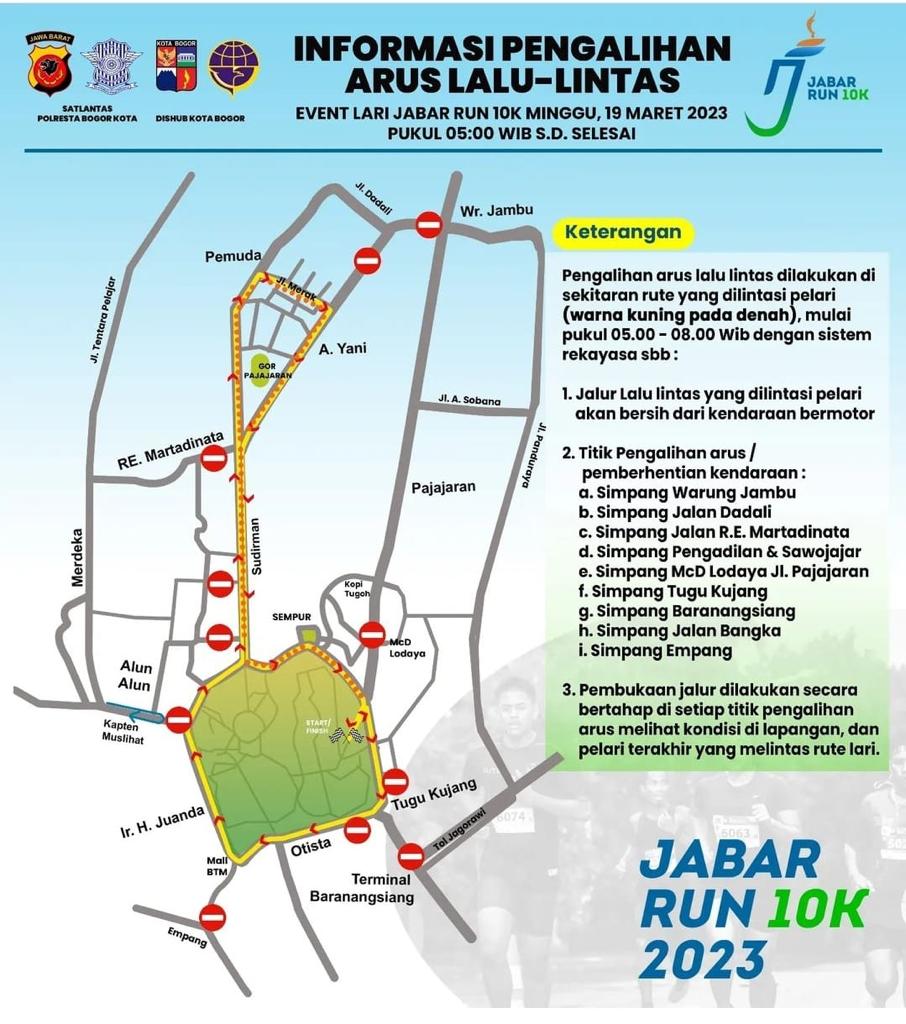 Jabar Run 10K 2023 Hari Ini di Kota Bogor, 9 Ruas Jalan Dialihkan, Cek di Sini!