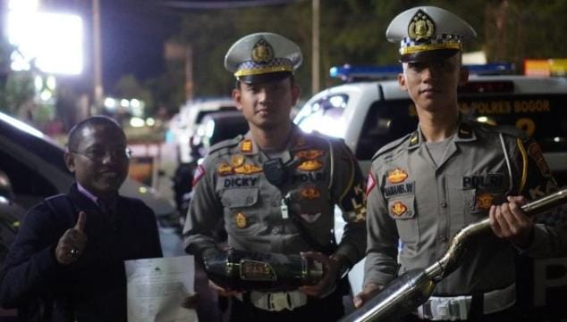 Satlantas Polres Bogor Tertibkan Pengguna Knalpot Brong di Simpang Gadog