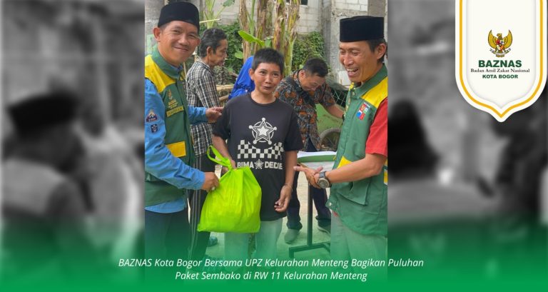 UPZ Kelurahan Menteng dan BAZNAS Kota Bogor Bagikan Puluhan Paket Sembako di RW 11