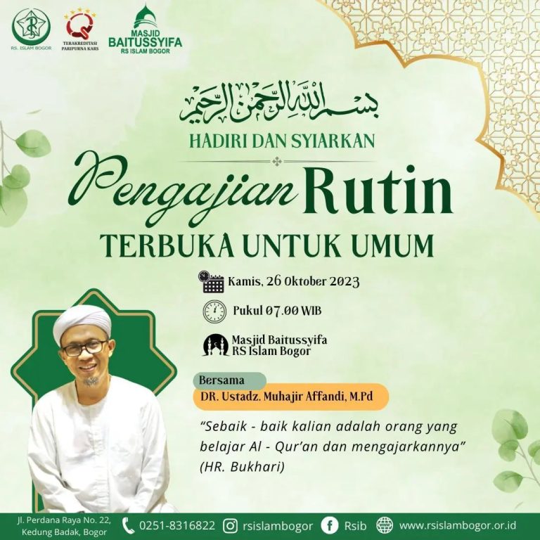 RS Islam Bogor Gelar Pengajian Rutin, Cek Jadwalnya di Sini